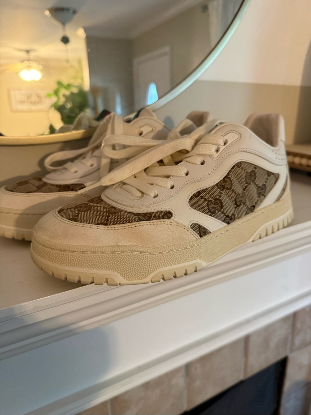 Gucci Beige Brown Re-Web Low-Top Sneaker - Picture 4 of 8
